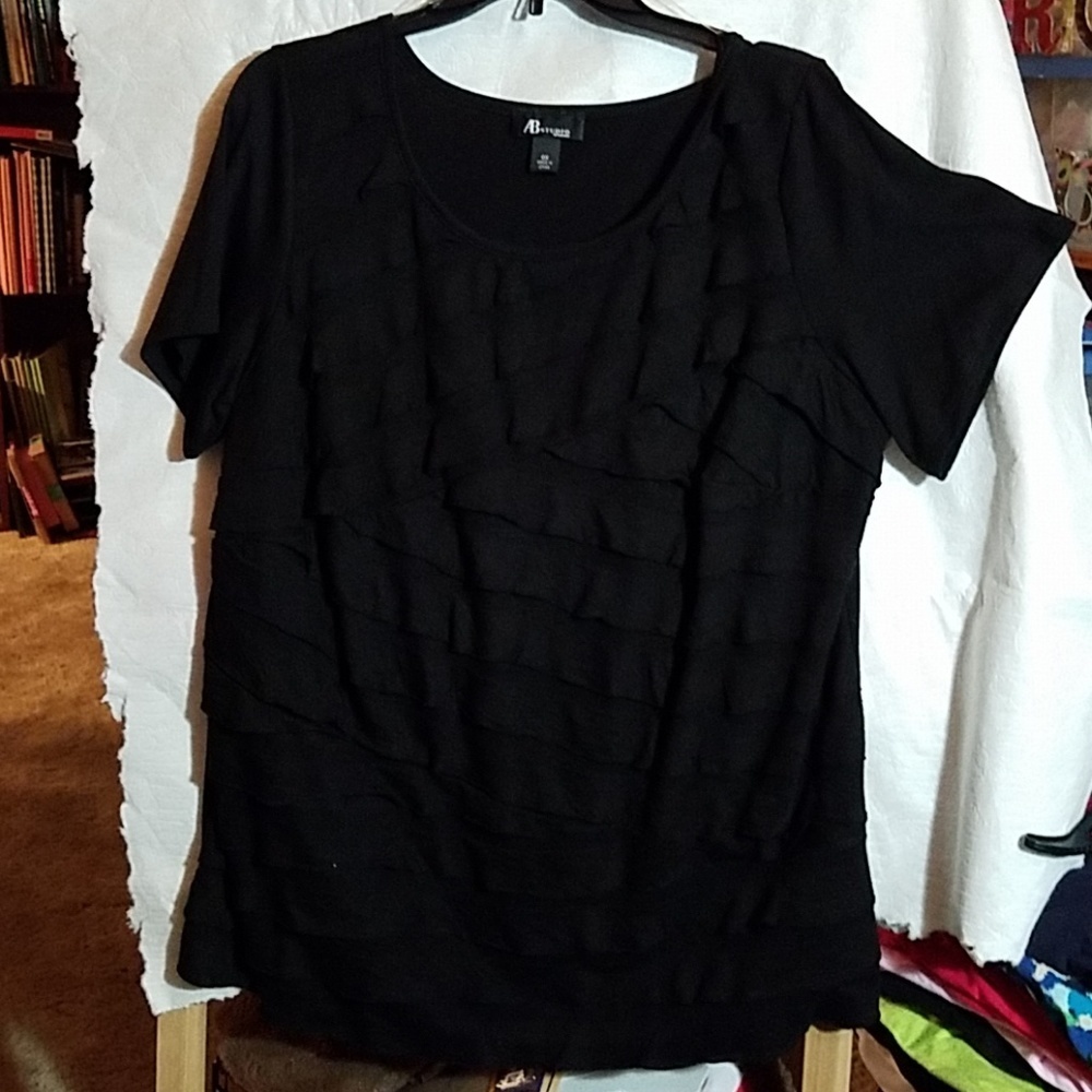 AB Studio 0x Black Lace Layered Short Sleeve